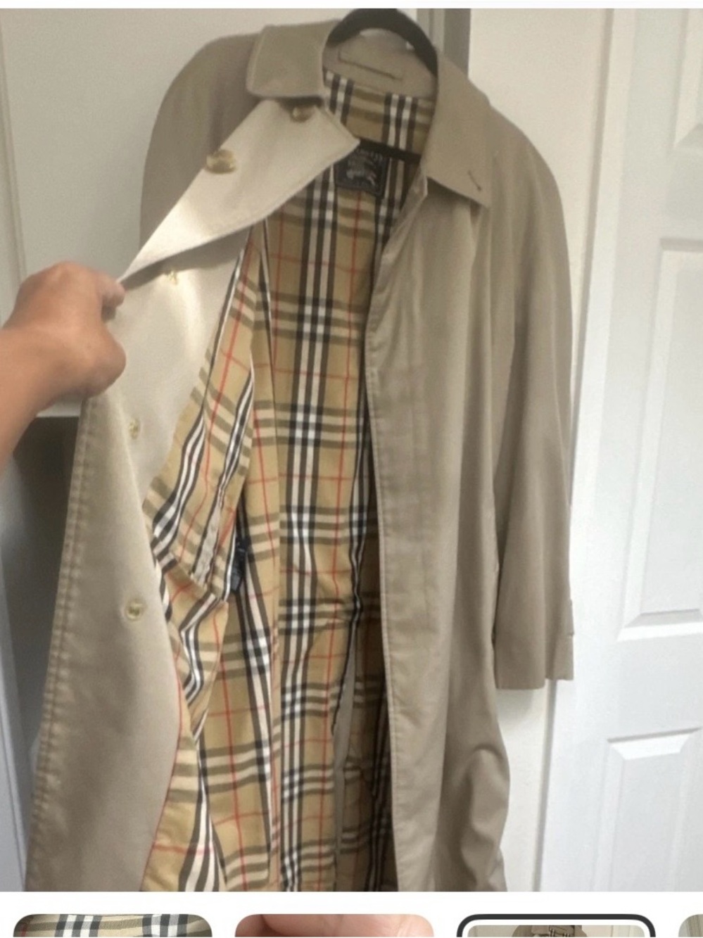 Burberry Beige Tan Black White Classic Check Jacket Lining - Picture 4 of 5